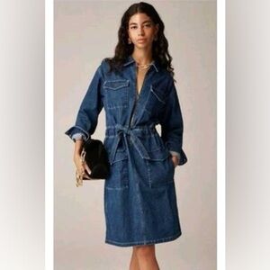 J.Crew Denim Utility Tiewaist Dress